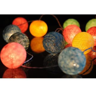 Mixed Colours Cotton Ball String Lights
