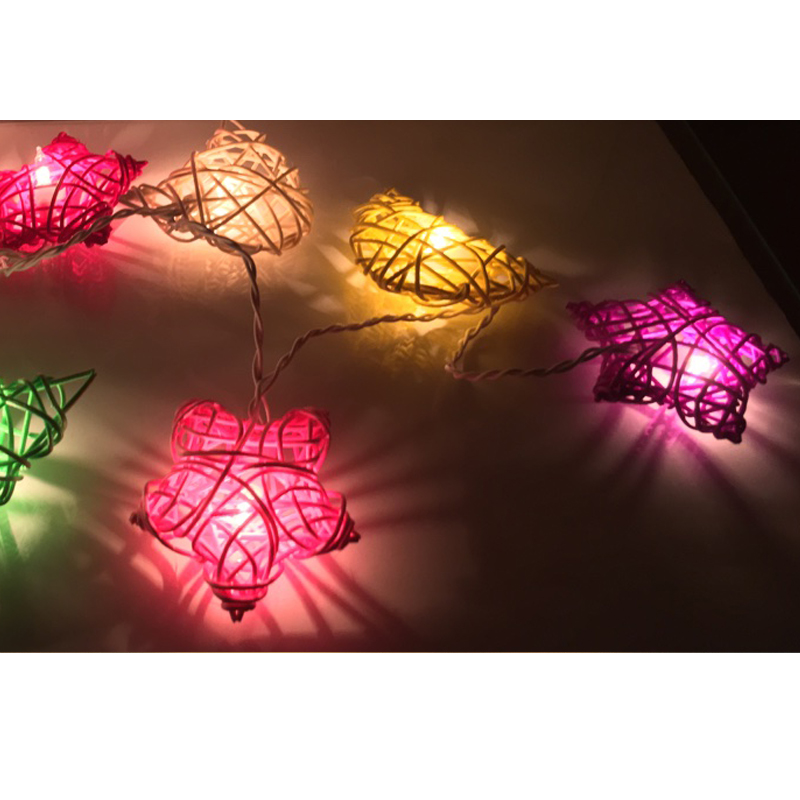 Mixed Colours Star Rattan String Lights