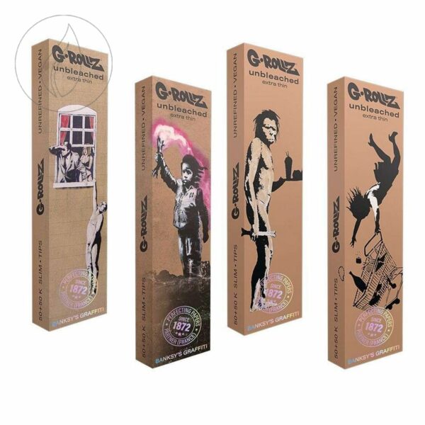G-Rollz / Banksy’s Graffiti Unbleached King Size Extra Thin Papers + Tips